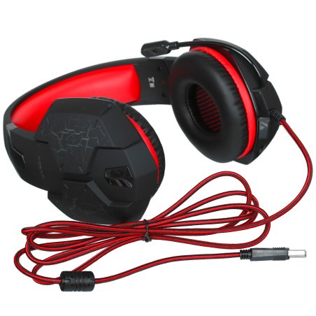 Игровые наушники с микрофоном SVEN AP-U988MV, черный-красный (USB, LED, 7.1)