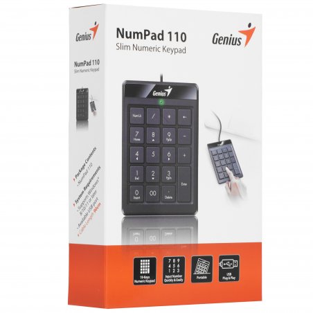 Клавиатура проводная Genius NumPad 110, 19 keys, USB, color: черный