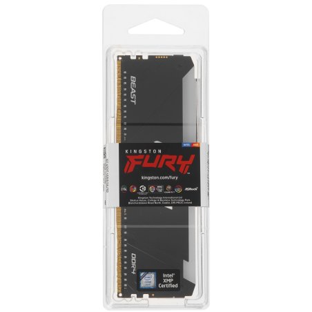 Оперативная память Kingston Fury Beast, DDR4, 16Gb (1x16Gb), 3200MHz, CL16, DIMM, радиатор, RGb, черный