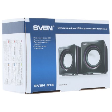 Акустическая система Sven 315 2.0 черный 5Вт