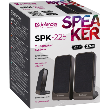 Акустическая система Defender SPK 220/225 2.0, 2 х 2W, USB пит, разъем для наушников