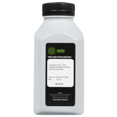 Тонер Cactus CS-RK-CF230X черный флакон 120гр. (в компл.:чип) для принтера HP LJ Pro 203/227