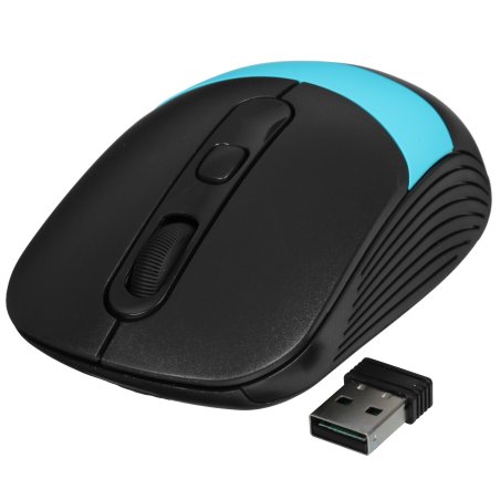 Мышь беспроводная Oklick 310MW черный/синий, 3200 dpi, радиоканал, USB, кнопки - 4