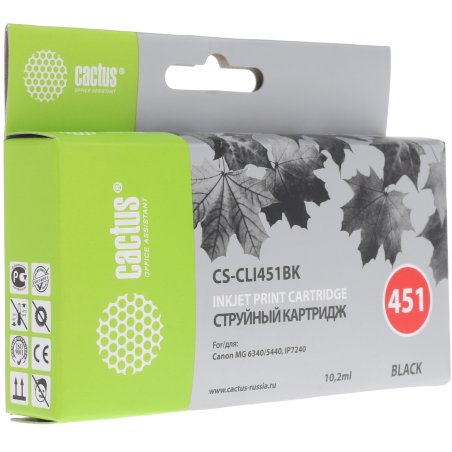 Картридж струйный Cactus CS-CLI451BK черный (10,2 мл) для Canon MG 6340/5440/IP7240