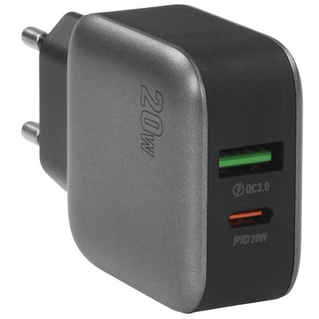 Сетевое зарядное устройство 1USB+1Type-C 3.0A PD 20W+QC3.0 быстрая зарядка для Type-C Type-C Borofone BAS54A (Black)