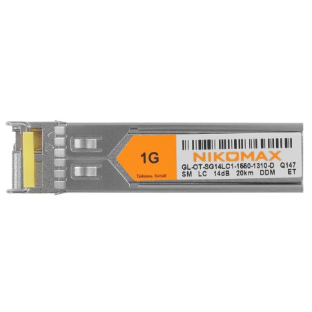 Сетевое оборудование GIGALINK GL-OT-SG14LC1-1550-1310-D Модуль SFP, WDM, 1Гбит/c, одно волокно SM, LC, Tx:1550/Rx:1310 нм, DDM, 14 дБ (до 20 км)