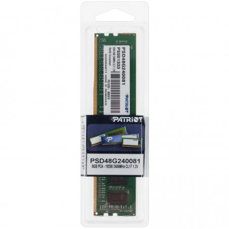 Оперативная память Patriot Signature, DDR4, 8GB (1x8 GB), 2400 MHz, CL17, DIMM