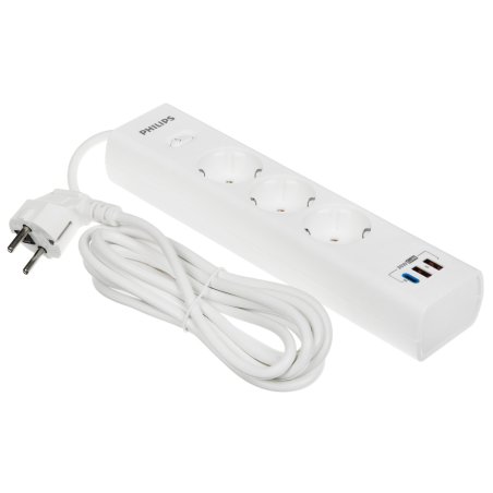 Сетевой фильтр Philips CHP8236WB/51, 3м, 3 розетки, белый