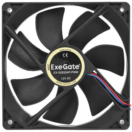 Вентилятор для корпуса ExeGate E12025S4P-PWM черный, 120 мм, 1500 об/мин, 25 дБ, 4 pin