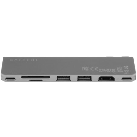 USB-хаб Satechi 6-in-1 USB-C Slim Multiport Adapter (Type-C, HDMI, 2x Type-A, SD, microSD), до 75 Вт, Серый Док-станция ST-P6SM