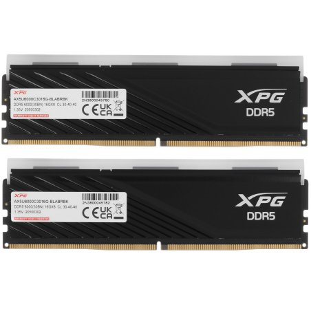 Оперативная память XPG Lancer Blade, DDR5, 32Gb (2x16Gb), 6000MHz, CL30, DIMM, с радиаторами, RGb, черный