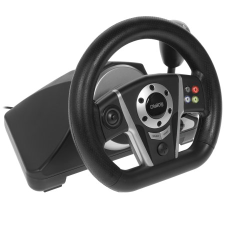 Игровой руль Dialog GW-135VR GranTourismo - эф.вибрации, 2 педали, рычаг ПП, PC USB