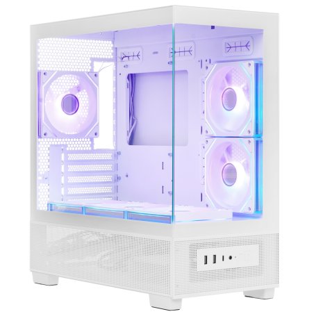 Компьютерный корпус XASTRA Q500M 6ARGb-C10-UC белый mATX/Aquarium/Screewless/ 6x120мм ARGb PWM FM fans/Argb+PWM HUB 10port/ Type-C/ Q500M-6FM12A-C10-UC-WH