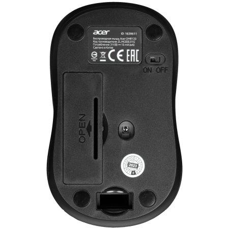 Мышь беспроводная Acer OMR133 черный, 1000 dpi, радиоканал, USB, кнопки - 3