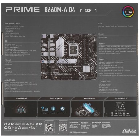 Материнская плата ASUS PRIME B660M-A WIFI D4, Socket LGA 1700, Intel B660, 4xDDR4, 4xSATA, 2xM.2, 1xPCIe 4.0 x16, 1xPCIe 3.0 x16, 1xDP, 2xHDMI, 1x 1Gb LAN, 2xUSB-A 3.2 Gen 2, 4xUSB-A 2.0, 3x3.5 мм, 7.1, mATX