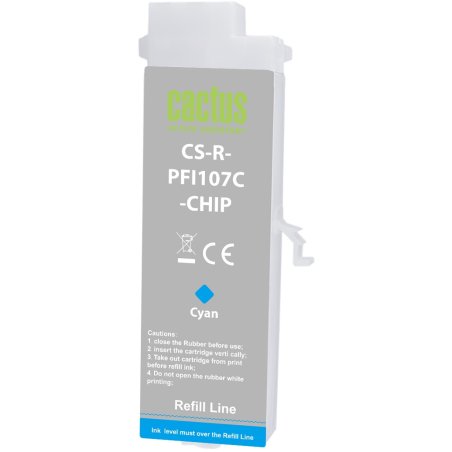 Картридж перезаправляемый струйный Cactus CS-R-PFI107C-CHIP голубой для Canon imageProGRAF iPF670/680/685/770/780/785