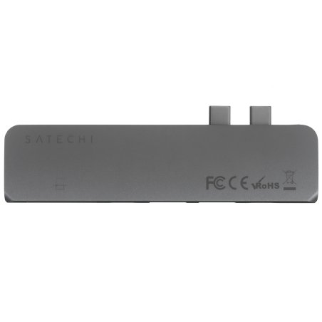 USB-хаб Satechi Aluminum Pro Hub для Macbook Pro (USB-C). Порты: HDMI, Thunderbolt 3, USB Type-C, SD, microSD, 2 x USB 3.0. серый космос.
