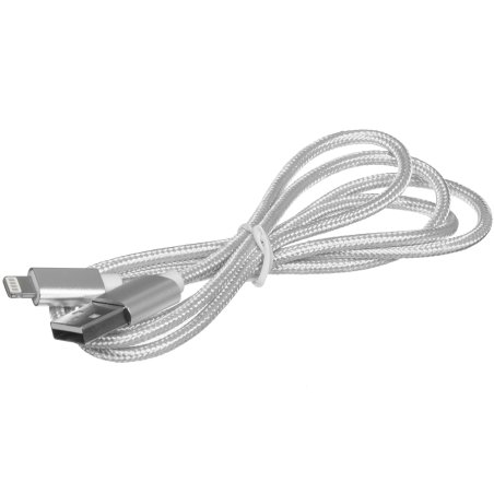 Кабель Rexant USB-Lightning 1 м, серебристая нейлоновая оплетка