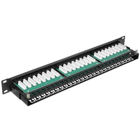 Патч-панель UTP 19" 48 port кат.5e ExeGate разъем KRONE&110 (dual IDC), 1U, RoHS, черный