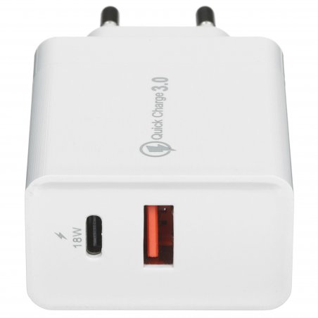 Сетевое зарядное устройство Rexant Type-C + USB 3.0 с Quick charge, белый