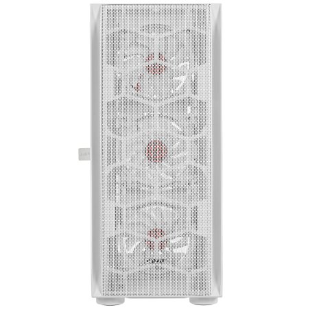 Компьютерный корпус Ginzzu GL 390 боковая дверца закаленное стекло на петлях на магнитах, controller CRC10, 4* 12R6W FAN 12CM RGb белый
