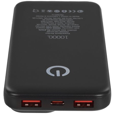 Портативный аккумулятор Perfeo Powerbank Atomic Age 10000 mAh/LED дисплей/PD + QC 3.0/Type-C/2 USB/Выход: 5A, max 22.5Wчерный (PF_E1474)