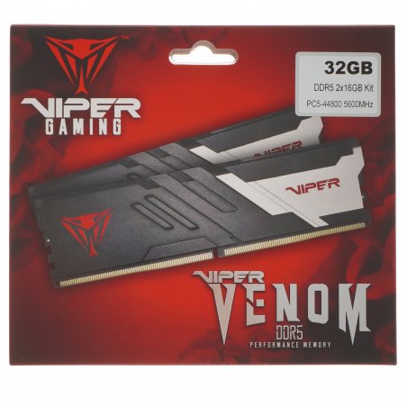 Оперативная память Patriot Viper Venom, DDR5, 32GB (2x16GB), 5600MHz, CL36, DIMM, с радиатором, черный