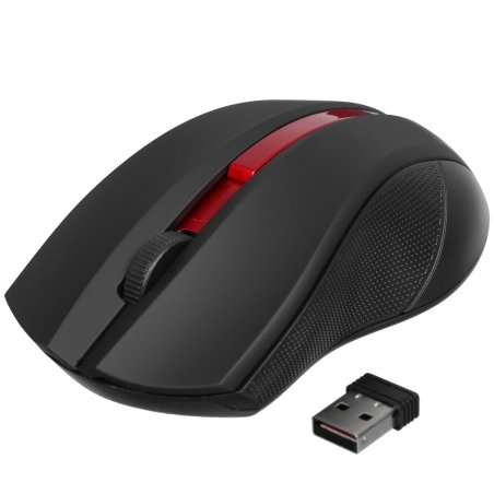 Мышь беспроводная HIPER HOMW-073 черный/красный, 1000 dpi, радиоканал, USB, кнопки - 3