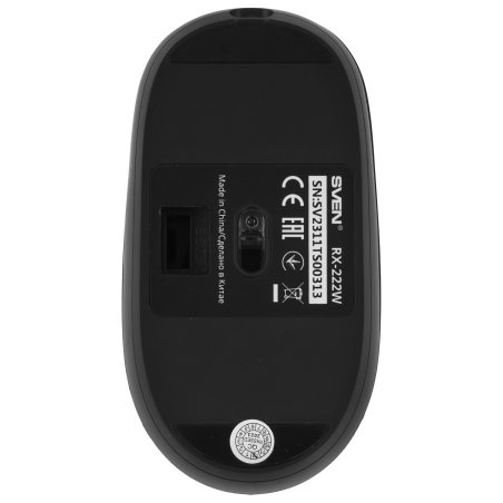 Мышь беспроводная SVEN RX-222W черный, 1800 dpi, радиоканал, Bluetooth, USB, кнопки - 4