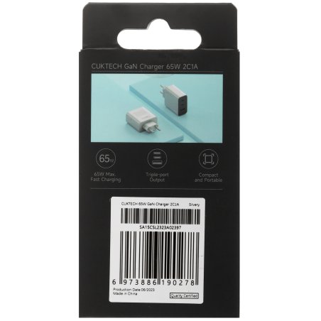 Сетевое зарядное устройство CUKTECH GaN Charger 65W 2C1A