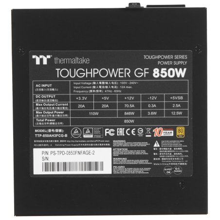 Блок питания Thermaltake Toughpower GF3 850W (PS-TPD-0850FNFAGE-4), 850Вт, 80 PLUS Gold, 135мм, модульный, черный