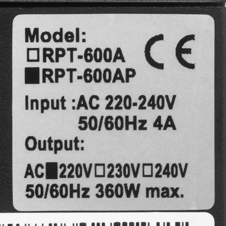 Источник бесперебойного питания Powercom Raptor RPT-600AP 360Вт 600ВА черный