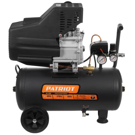 Компрессор Patriot поршневой масляный Professional 24-320, 320 л/мин, 8 бар, 2000 Вт, 24 л, быстросъемный 1/4" + "елочка"