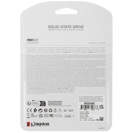 Накопитель SSD Kingston NV3, 2000Gb, M.2 2280, PCIe 4.0 x4, NVMe, R/W 6000/5000