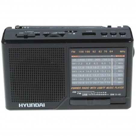 Радиоприемник портативный Hyundai H-PSR140 черный USB microSD