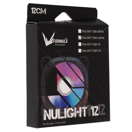 Вентилятор для корпуса Formula Nulight 12WH ARPW ARGb белый, 120 мм, 1500 об/мин, 25.34 дБ, 4 pin