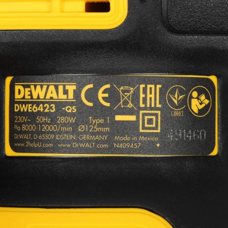 Эксцентриковая шлифовальная машина DeWalt DWE6423-QS 250Вт