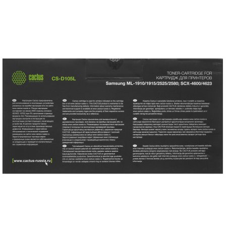 Картридж лазерный Cactus CS-D105L черный (2500 стр.) для Samsung ML-1910/1915/2525/2580/SCX-4600/4623/SF-650/650P