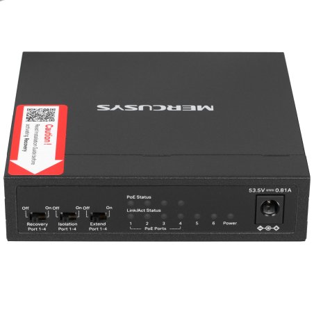 Настольный коммутатор Mercusys MS106LP с 6 портами 10/100 Мбит/с (4 порта PoE+)