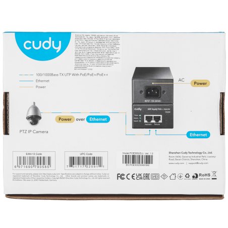 Инжектор PoE Cudy POE300 10/100/1000BASE-T 60Вт 53В(DC)