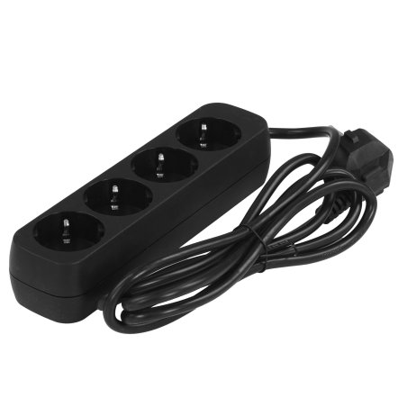 Удлинитель Defender M418 черный, 1.8 м, EURO, 4 розетки, 2200 Вт