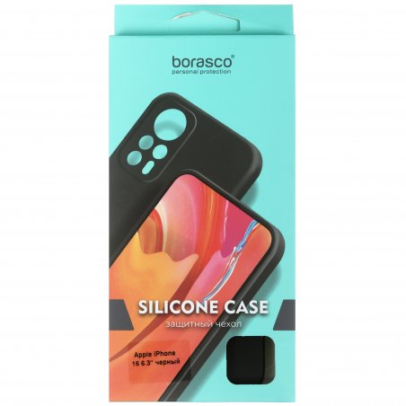 Чехол (клип-кейс) BoraSCO для Apple iPhone 16 Plus Silicone Case черный (73521)