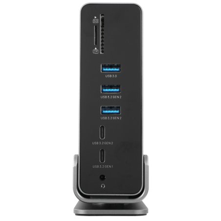 Док-станция Vention USB-C to HDMI/VGA/USB 3.1 Gen 2/USB 3.1 Gen 2-C/USB 3.0x2/RJ45/SD/TF/TRRS 3.5мм/PD/DC Docking Station Gray Vertical Aluminum Alloy Type EU Standard