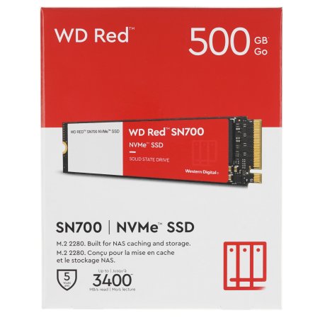Накопитель SSD WD Red SN700 WDS500G1R0C, 500Gb, PCIe 3.0 x4, M.2 2280, NVMe, R/W 3430/2600