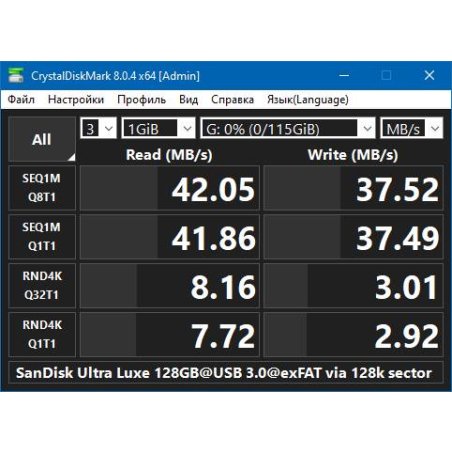 Флешка USB SanDisk Ultra Luxe 128Gb SDCZ75-128G-G46, USB Type-C