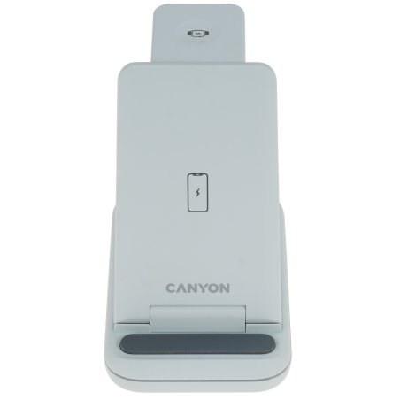 Беспроводное зарядное устройство CANYON WS-304, Foldable  3in1 Wireless charger, with touch button for Running water light, Input 9V/2A,  12V/1.5AOutput 15W/10W/7.5W/5W, Type c to USB-A cable length 1.2m, with QC18W EU plug,132.51*75*28.58мм, 0.168Kg,Blue