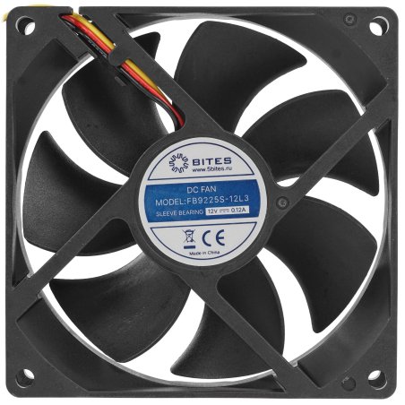 Вентилятор для корпуса 5bites FB9225S-12L3 черный, 92 x 92 x 25 мм, пластик, 1800 об/мин, 23 дБ, 3 pin