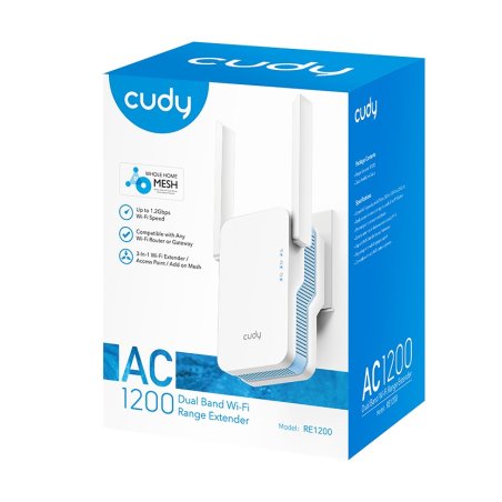 Повторитель беспроводного сигнала Cudy RE1200 AC1200 10/100BASE-TX/Wi-Fi белый