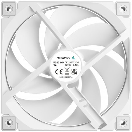Вентилятор корпусной DeepCool FD12 WH V2 белый, 120 мм, 500-2500 об/мин, 32.32-35.66 дБ, 4 pin PWM, без подсветки