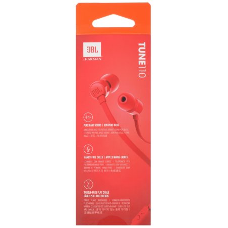 Наушники-гарнитура JBL T110 красный